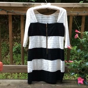 Jessica Simpson Black & White Lace Stripe Dress